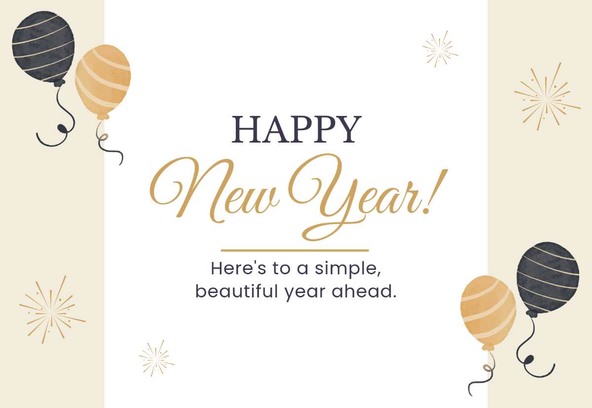 Free Minimalist New Year Card Template - Edit Online & Download