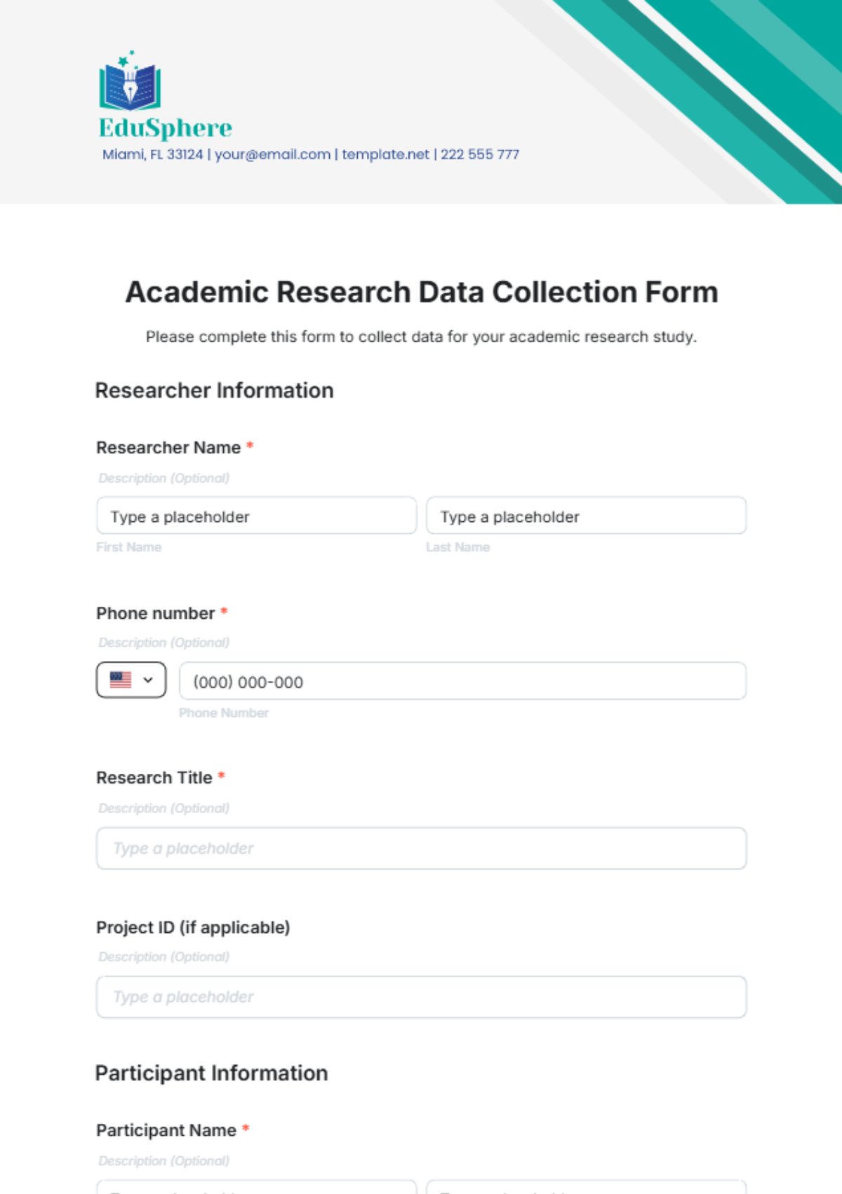 Academic Research Data Collection Form Template - Edit Online & Download