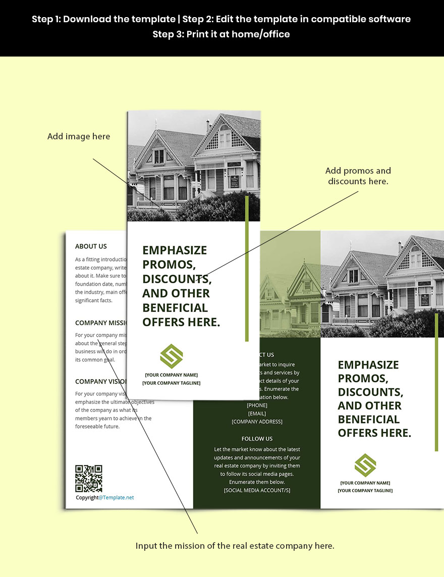 Free Trifold Landscape Real Estate Brochure Template Sample