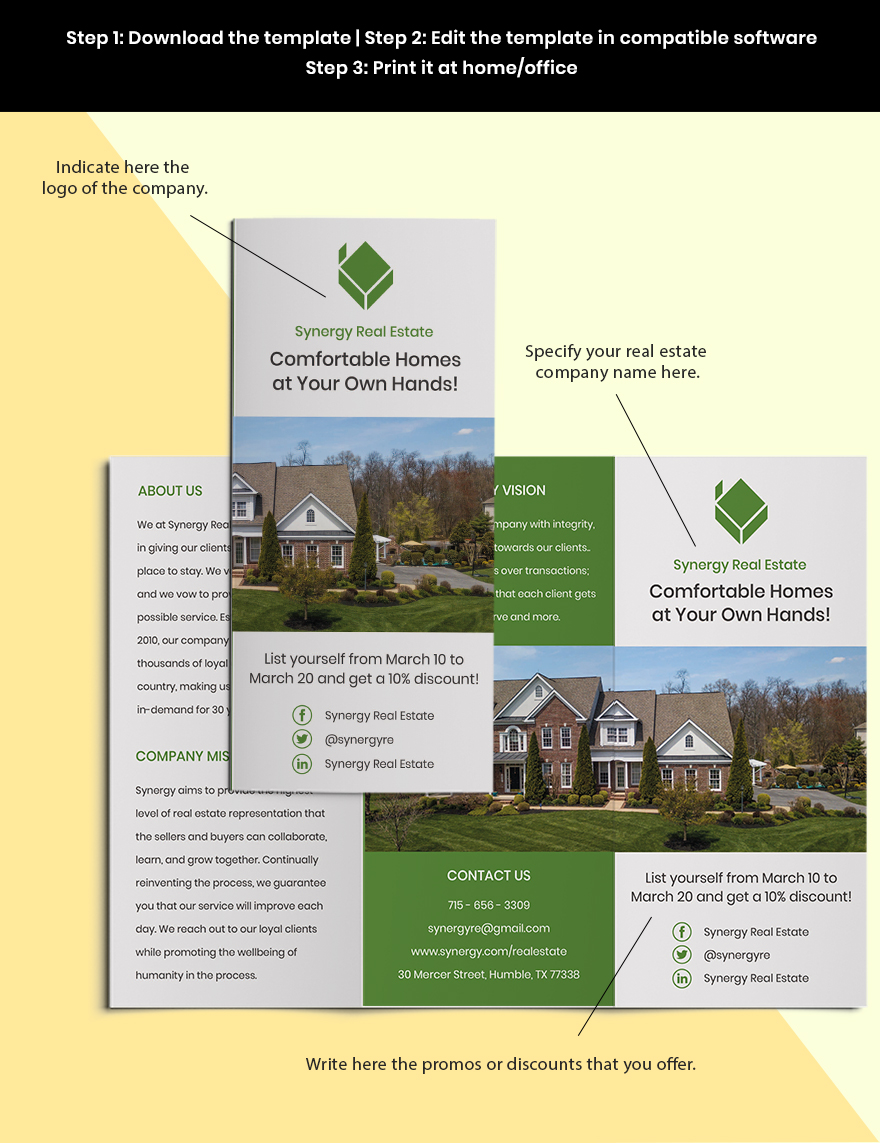 TriFold Real Estate Home Hunting Borchure Sample