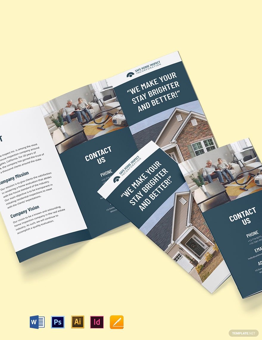 Tri-Fold Real Estate House Inspector Brochure Template