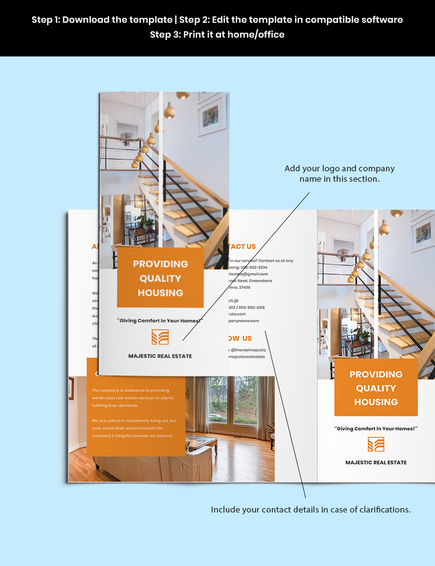 Trifold Real Estate Sales Brochure Sample