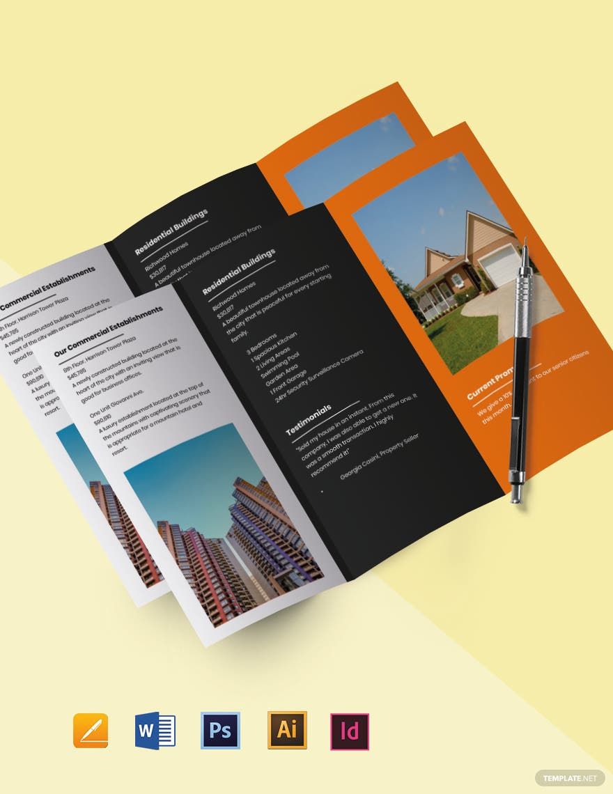 Tri-Fold Real Estate and Property Sell Brochure Template