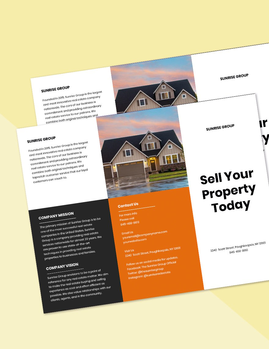 Tri-Fold Real Estate and Property Sell Brochure Template