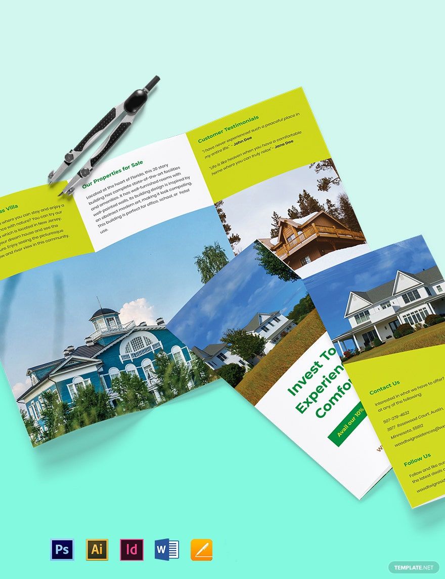 Tri-Fold Real Estate Portfolio Brochure Template