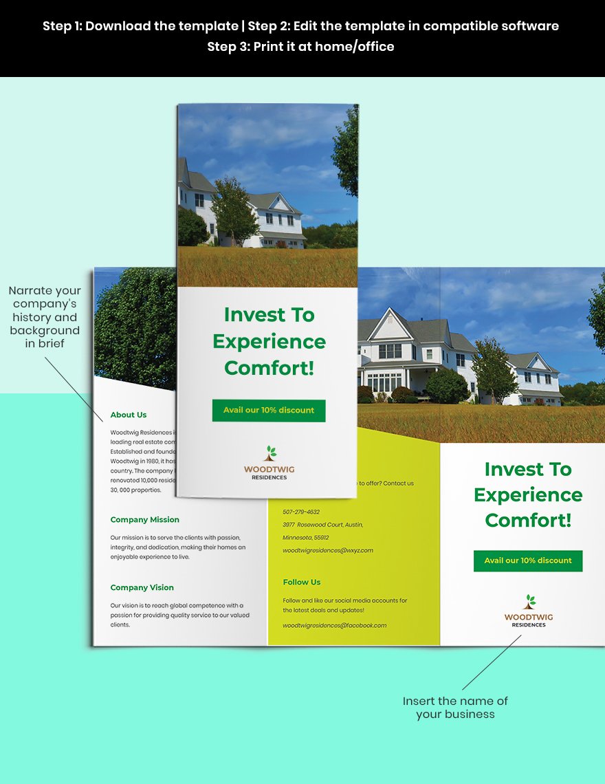 Trifold Real Estate Portfolio Brochure Template Sample