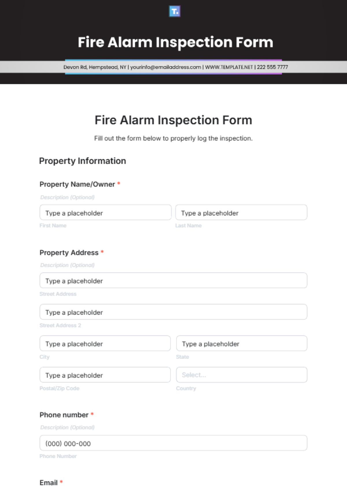 Fire Alarm Inspection Form Template - Edit Online & Download