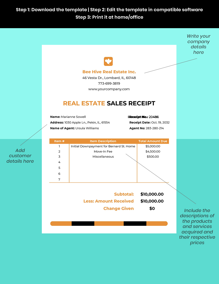 Real Estate Sales Receipt Template Download In Word Google Docs Excel Google Sheets Apple