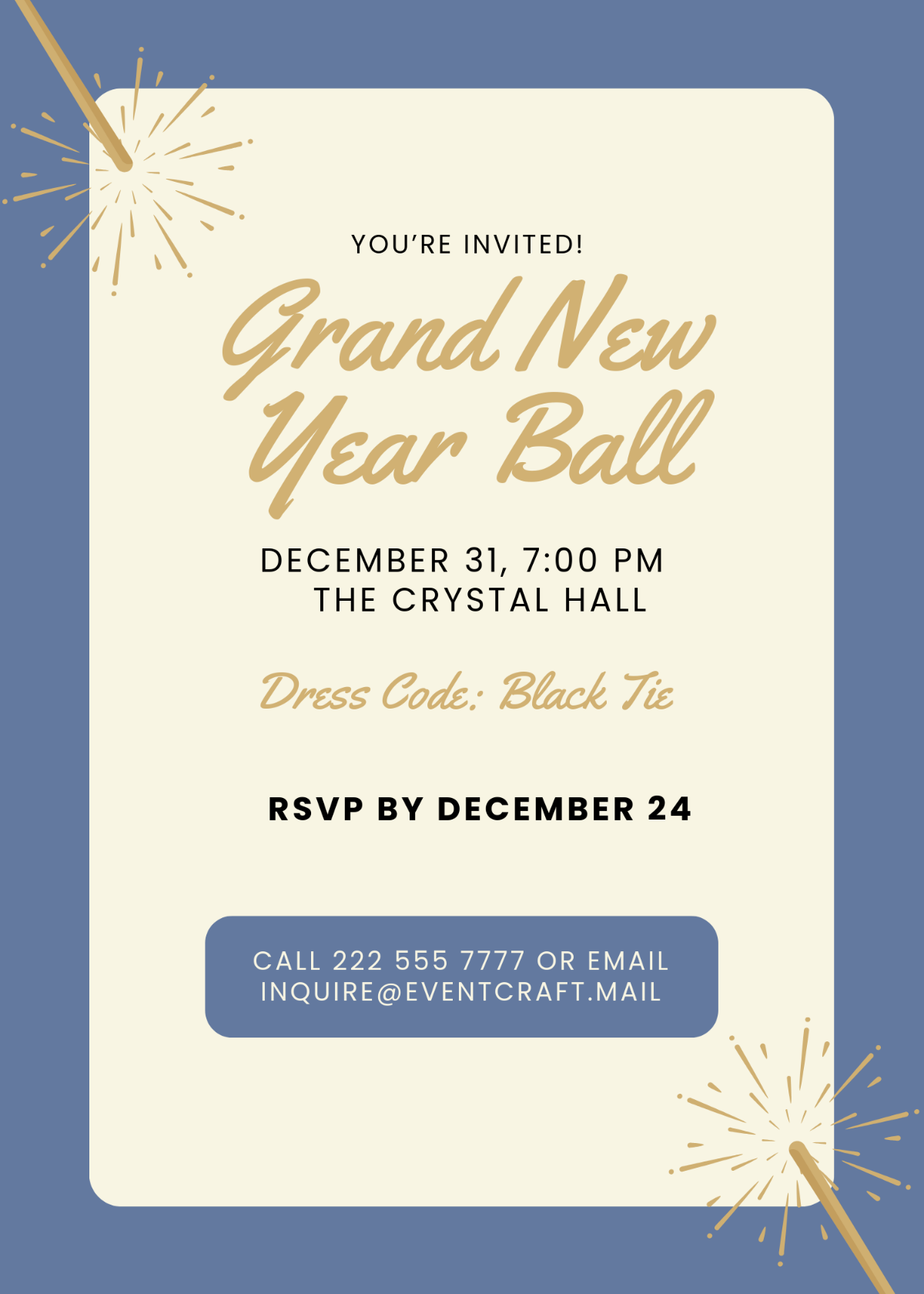 Free New Year Ball Invitation Design Template - Edit Online & Download