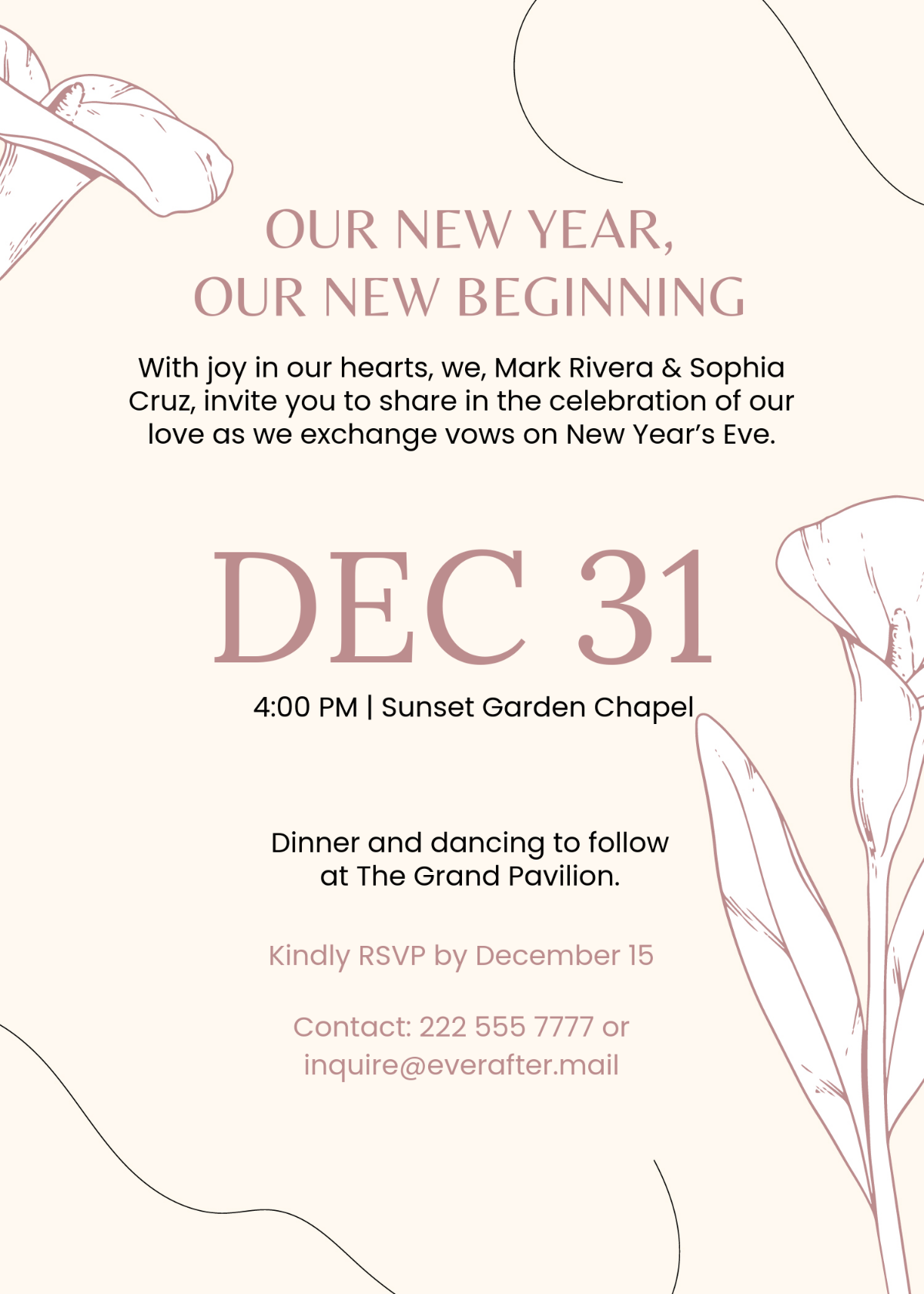 Free New Year Wedding Invitation Template - Edit Online & Download