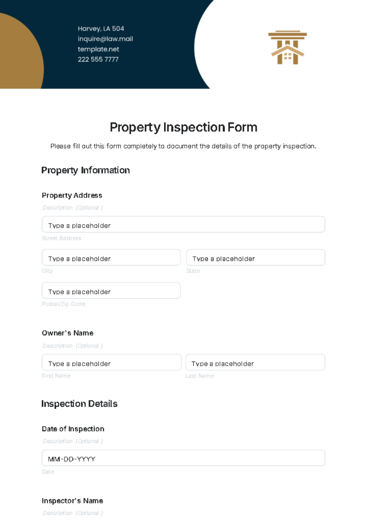 Property Inspection Form Template - Edit Online & Download