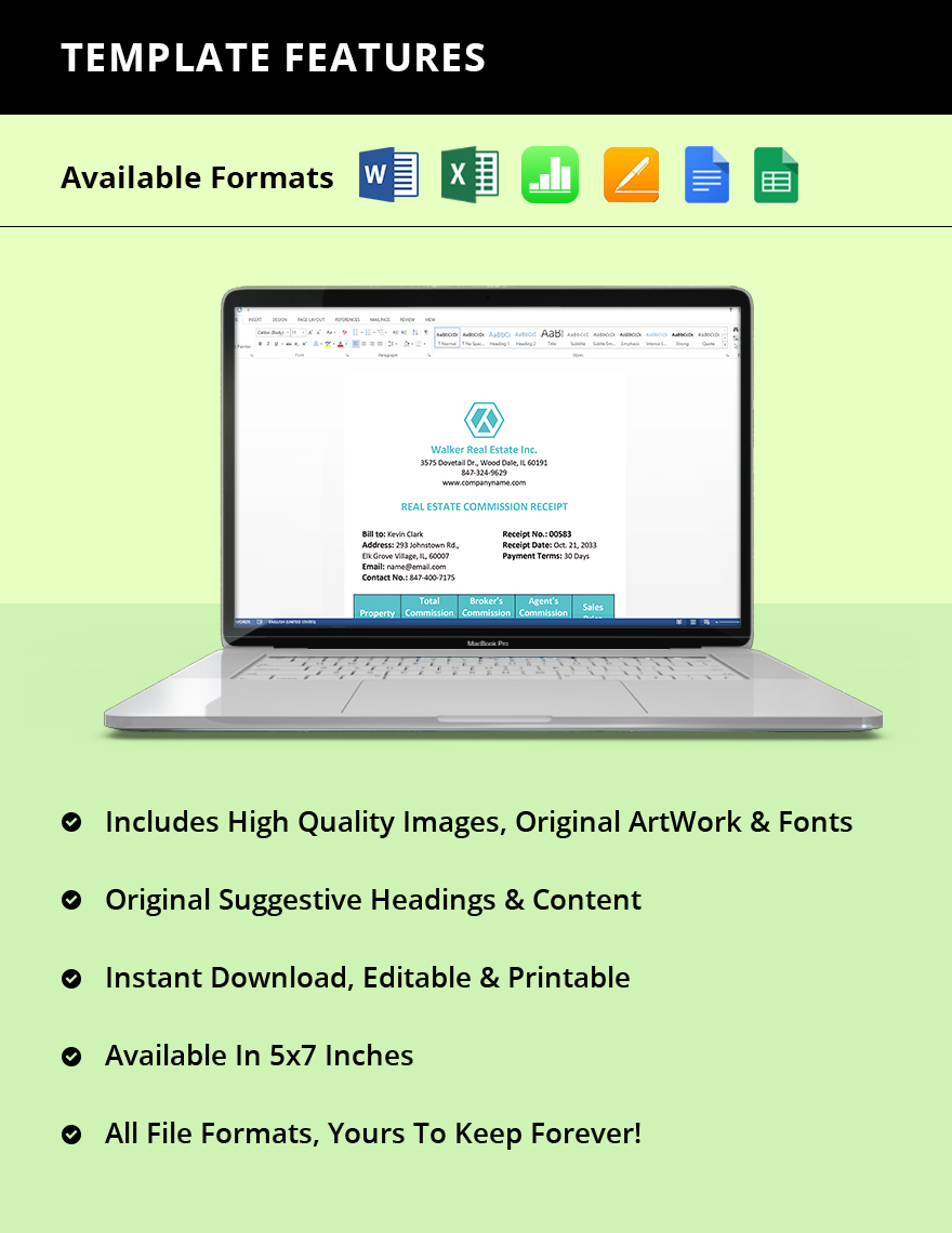 Real Estate Commission Receipt Template