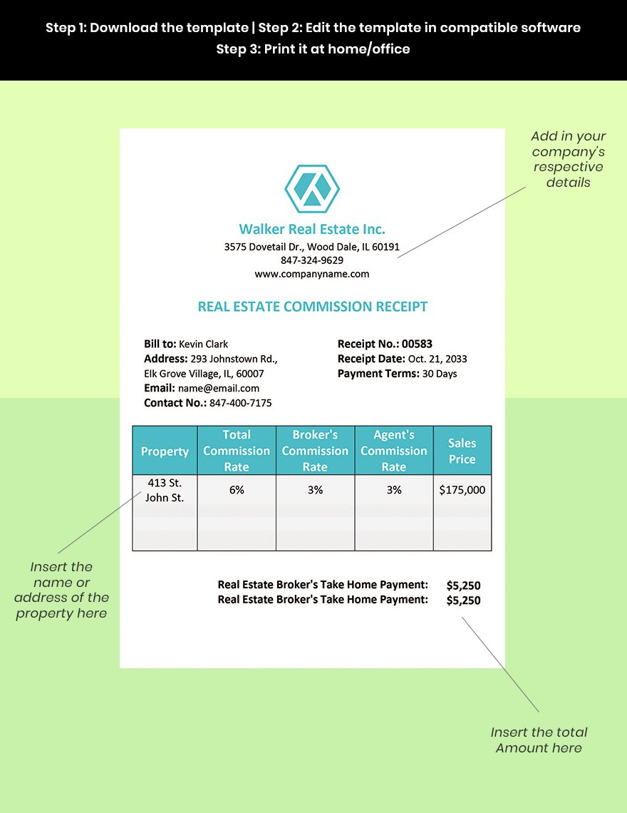 Real Estate Commission Receipt Template