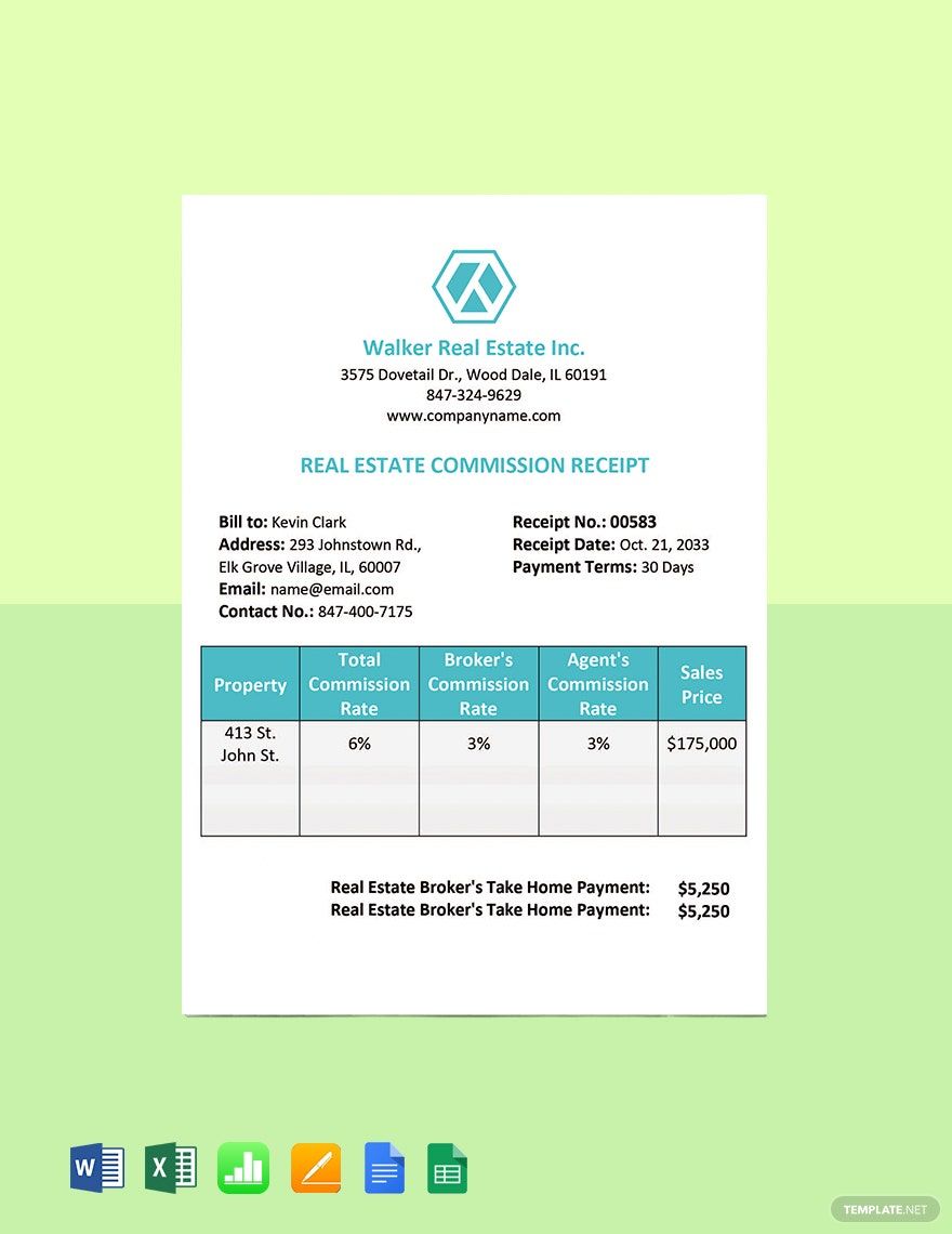 Real Estate Commission Receipt Template Download In Word Google Docs 