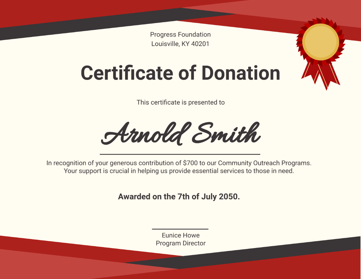 Red Donation Certificate Template - Edit Online & Download