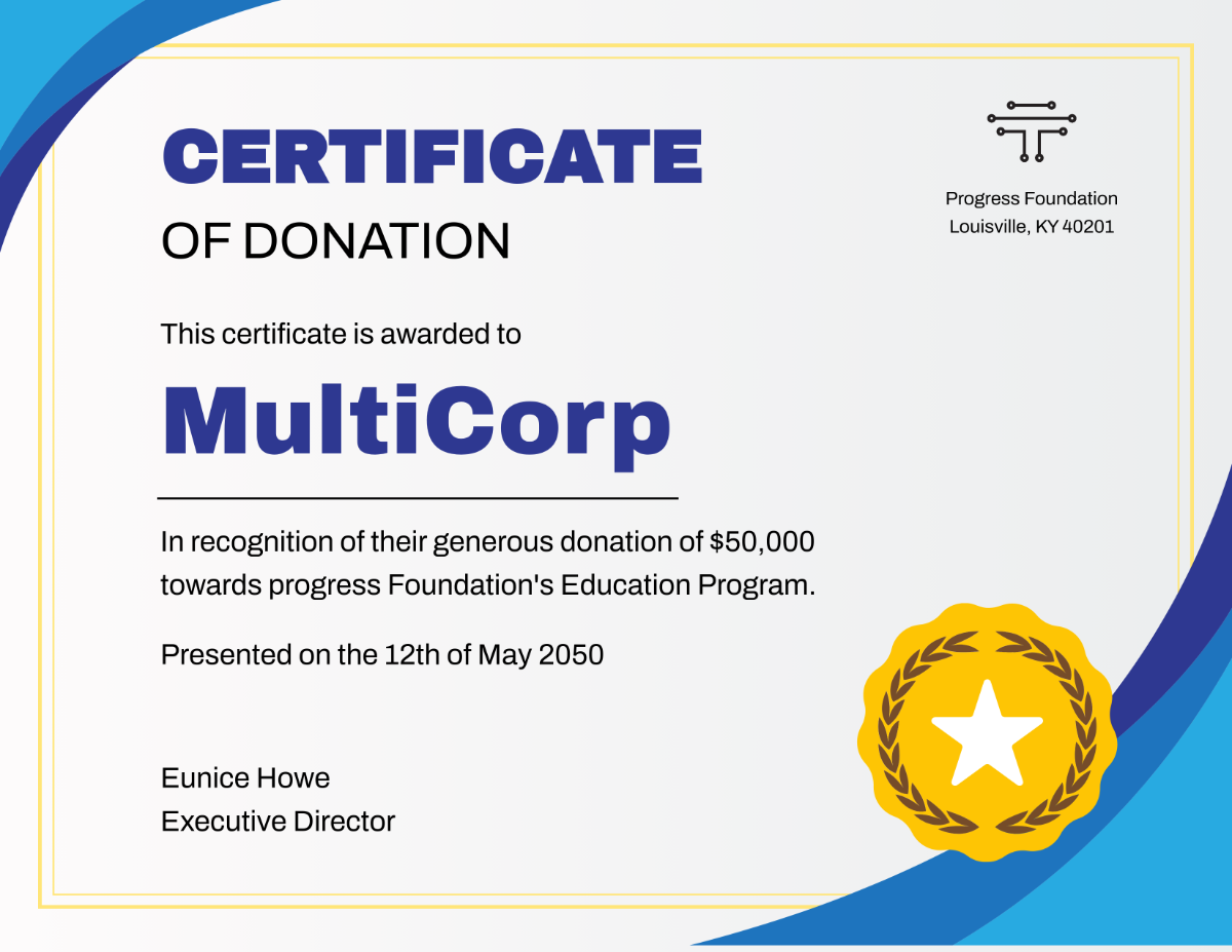 Professional Corporate Donation Certificate Template - Edit Online & Download