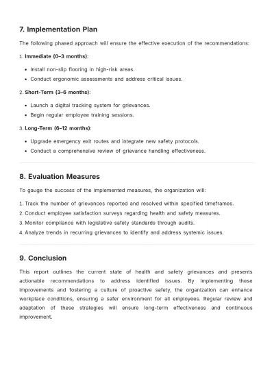 Free Health and Safety Grievance Report Outline Template to Edit Online