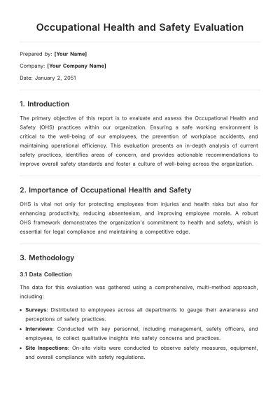 Free Occupational Health and Safety Evaluation Template to Edit Online