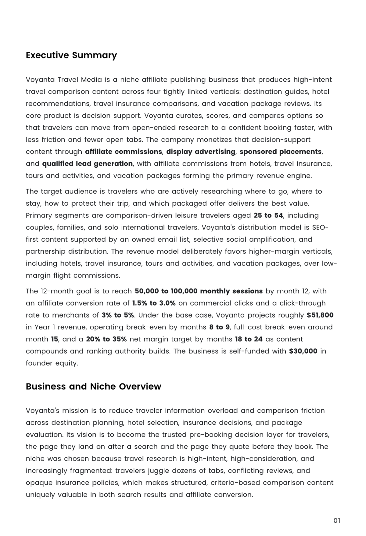 Free Affiliate Marketing Business Plan Template to Edit Online