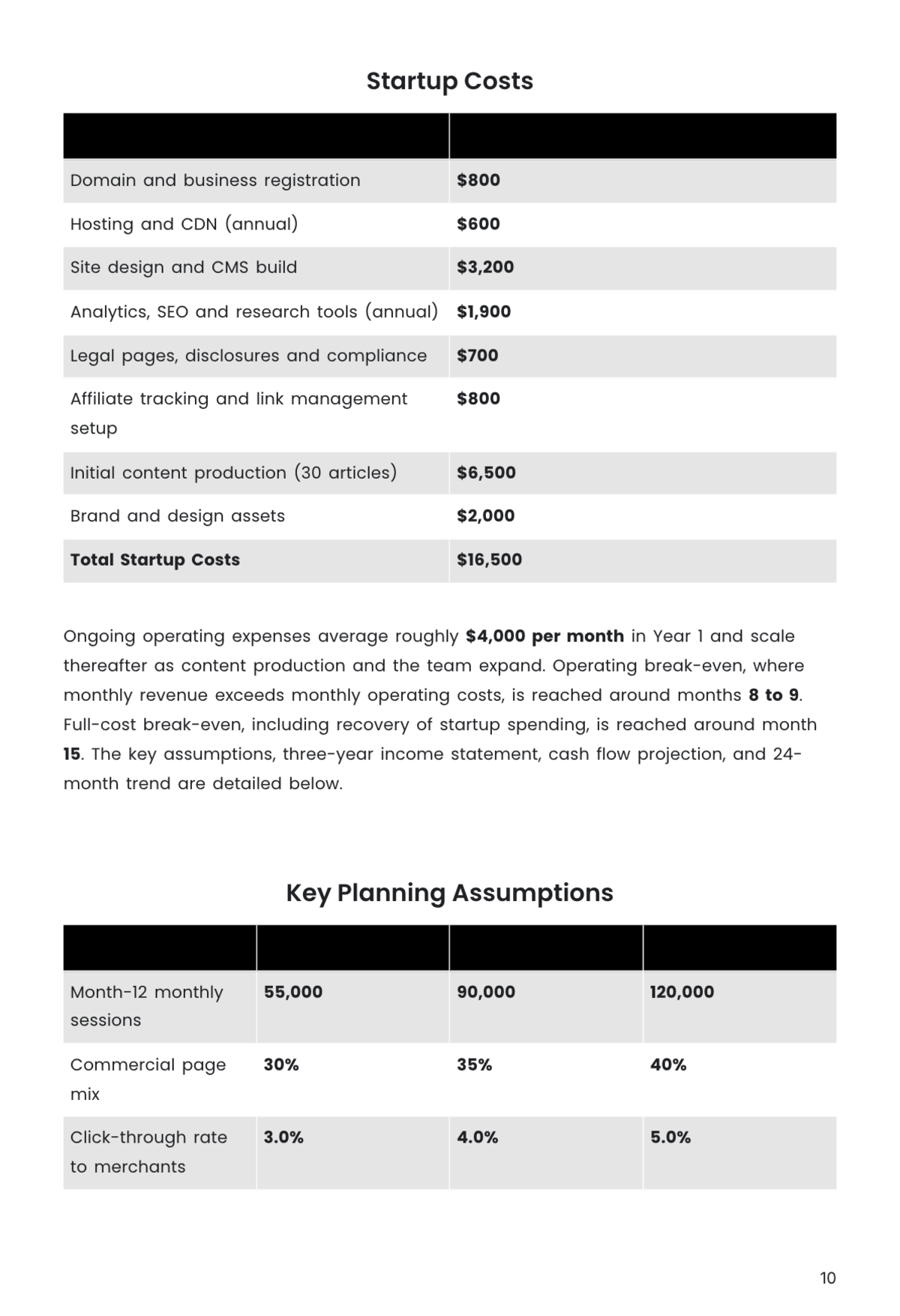 Free Affiliate Marketing Business Plan Template to Edit Online