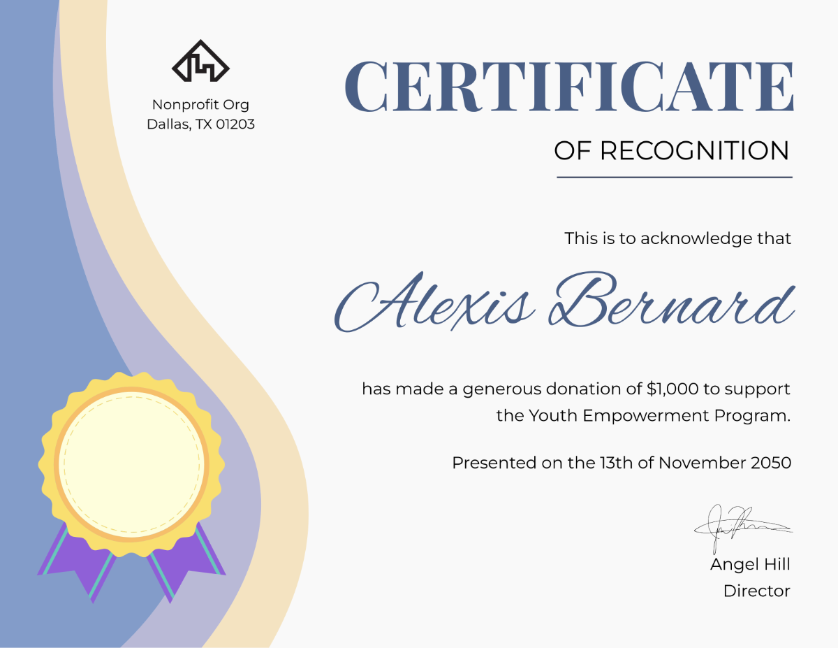 Aesthetic Donation Certificate Template - Edit Online & Download