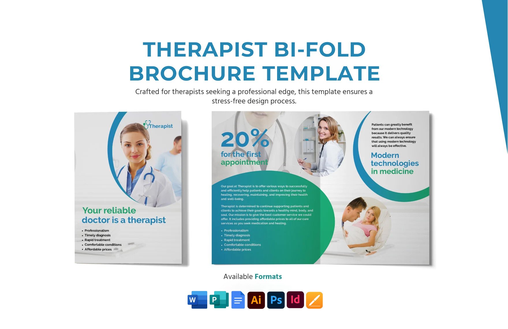 Free Therapist Bi-Fold Brochure Template in Word, Google Docs, Illustrator, PSD, Apple Pages, Publisher, InDesign