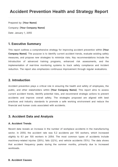 Free Accident Prevention Health and Strategy Report Template to Edit Online