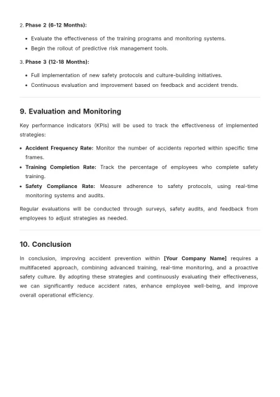 Free Accident Prevention Health and Strategy Report Template to Edit Online
