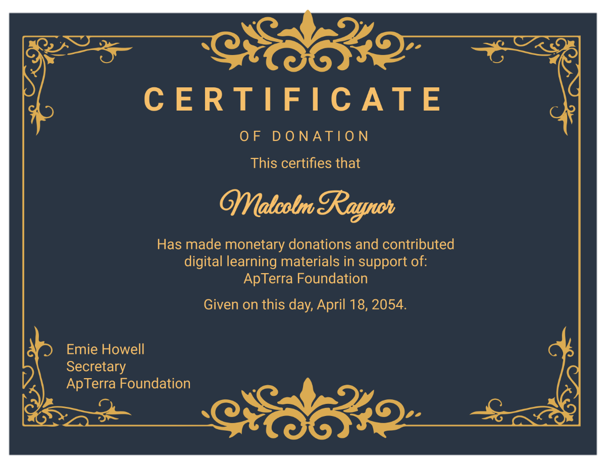 Donation Certificate Sample Template - Download | Template.net