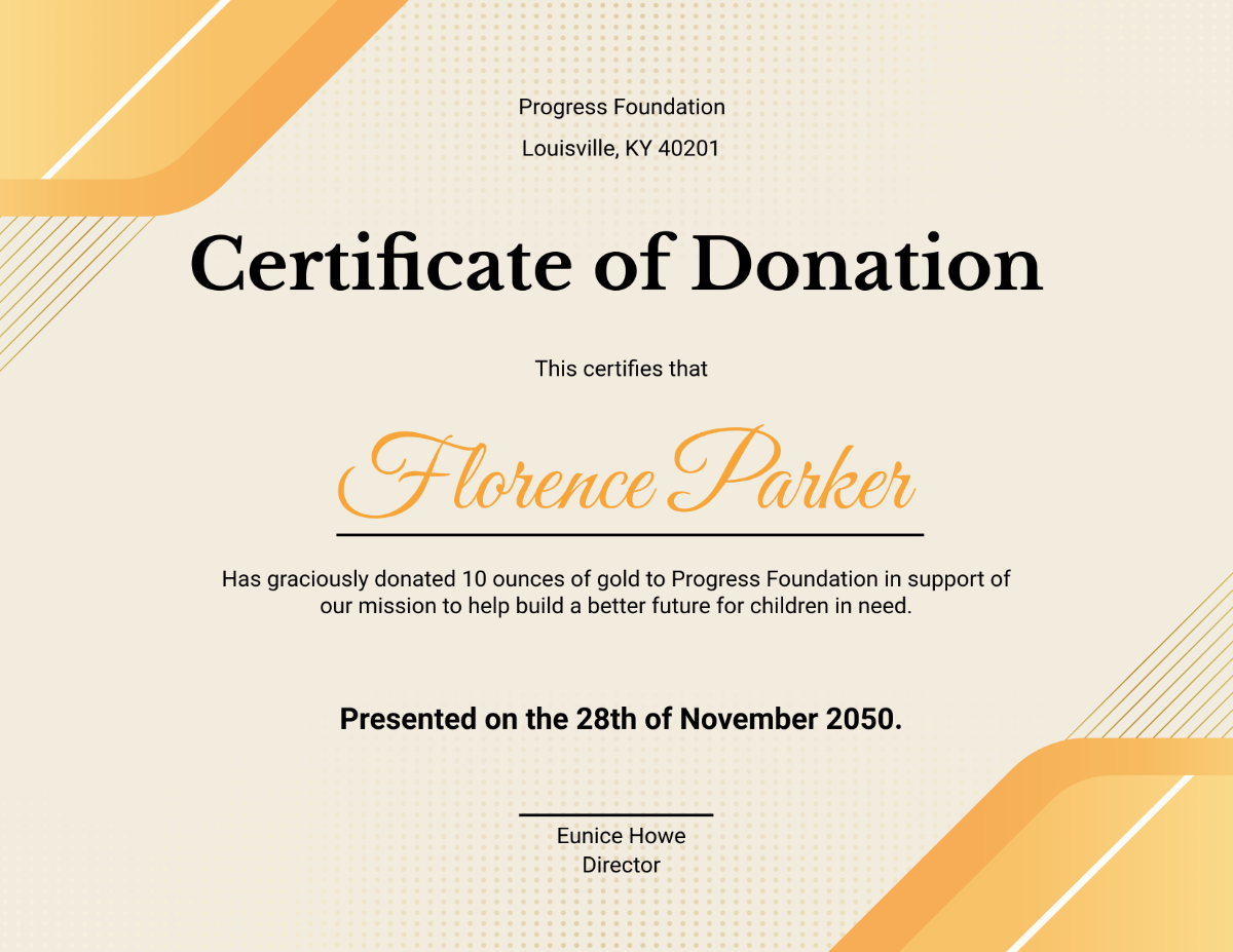 Gold Donation Certificate Template - Edit Online & Download