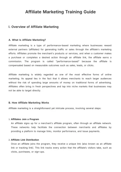 Free Affiliate Marketing Training Guide Template to Edit Online