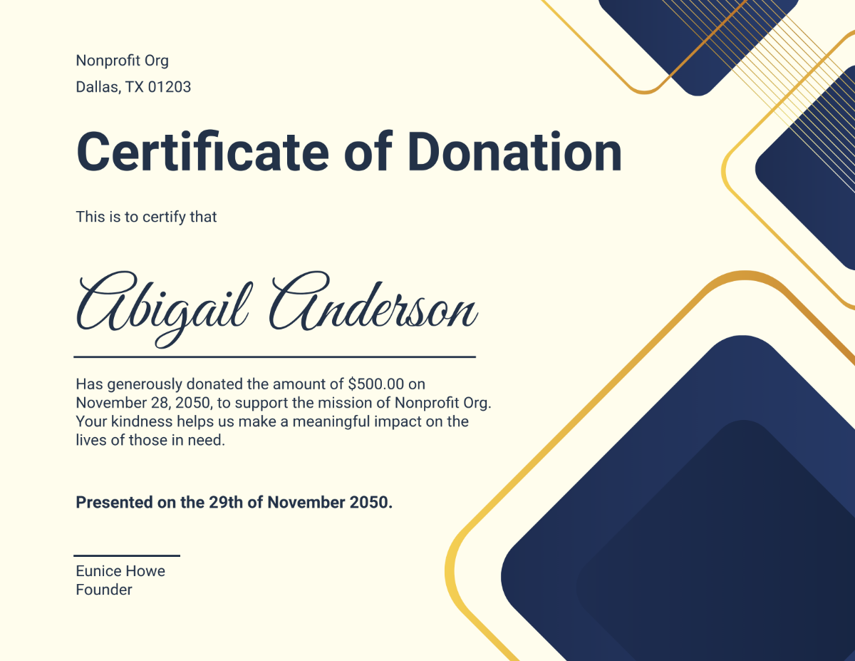 Donation Certificate for Nonprofit Template - Edit Online & Download