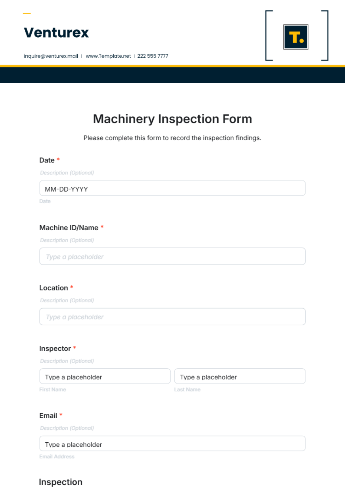 Machinery Inspection Form Template - Edit Online & Download