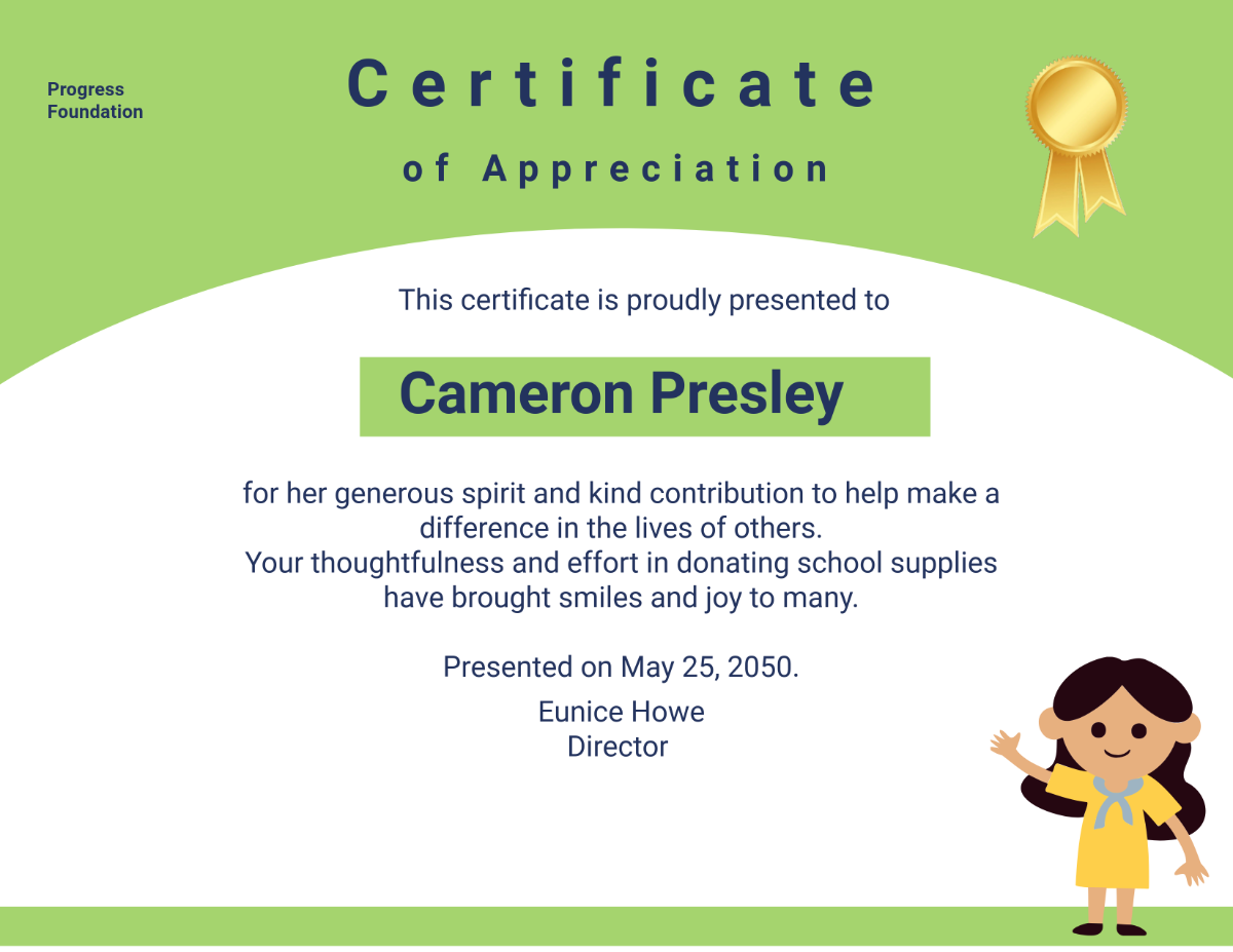 Colorful Donation Certificate for Kids Template - Edit Online & Download