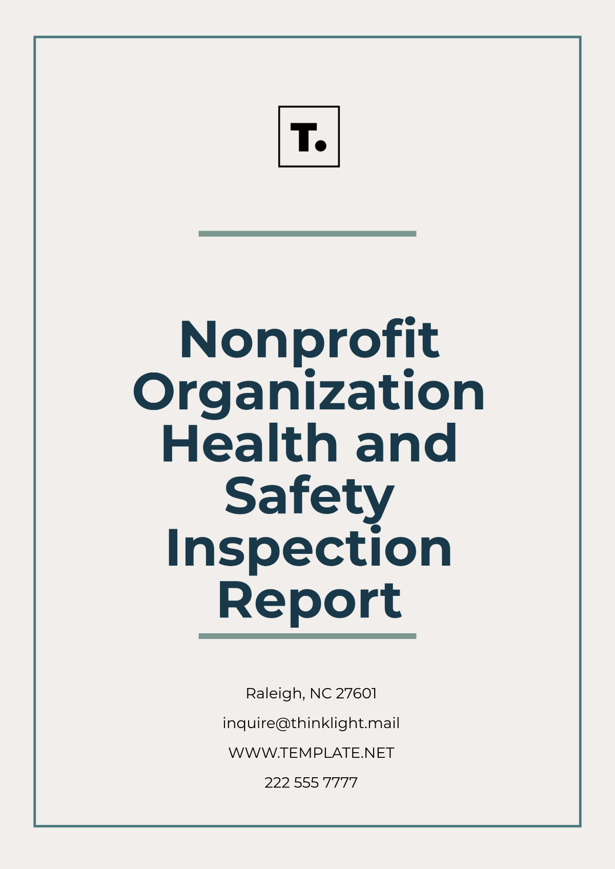 Nonprofit Organization Health and Safety Inspection Report Template - Edit Online & Download