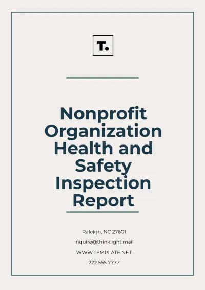Free Nonprofit Organization Health and Safety Inspection Report Template to Edit Online