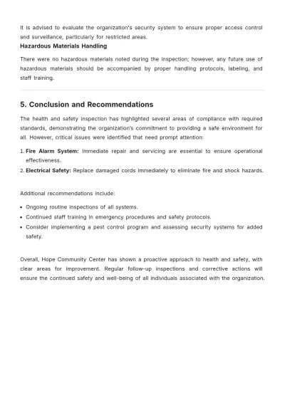 Free Nonprofit Organization Health and Safety Inspection Report Template to Edit Online