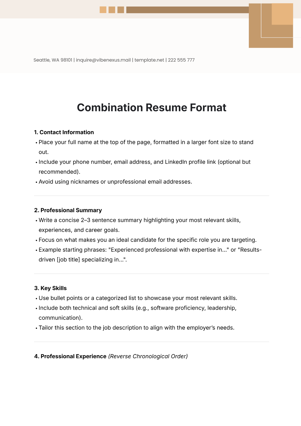 Combination Resume Format Template - Edit Online & Download