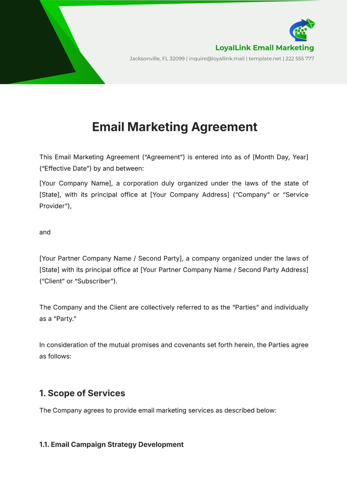 Email Marketing Agreement Template - Edit Online & Download