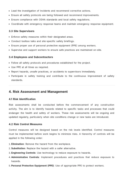 Free Construction Project Workplace Health and Safety Plan Template to Edit Online
