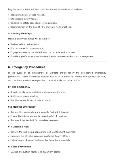Free Construction Project Workplace Health and Safety Plan Template to Edit Online