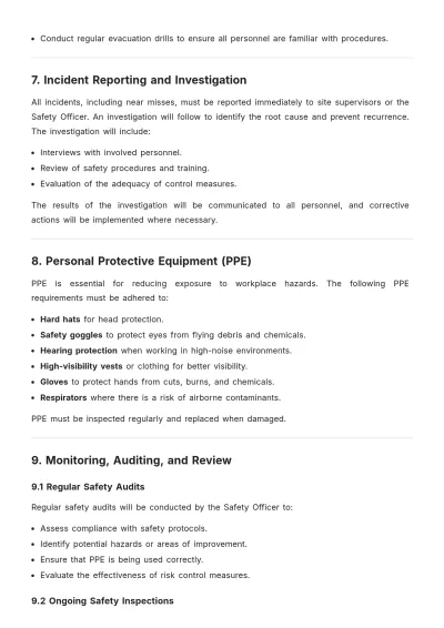 Free Construction Project Workplace Health and Safety Plan Template to Edit Online