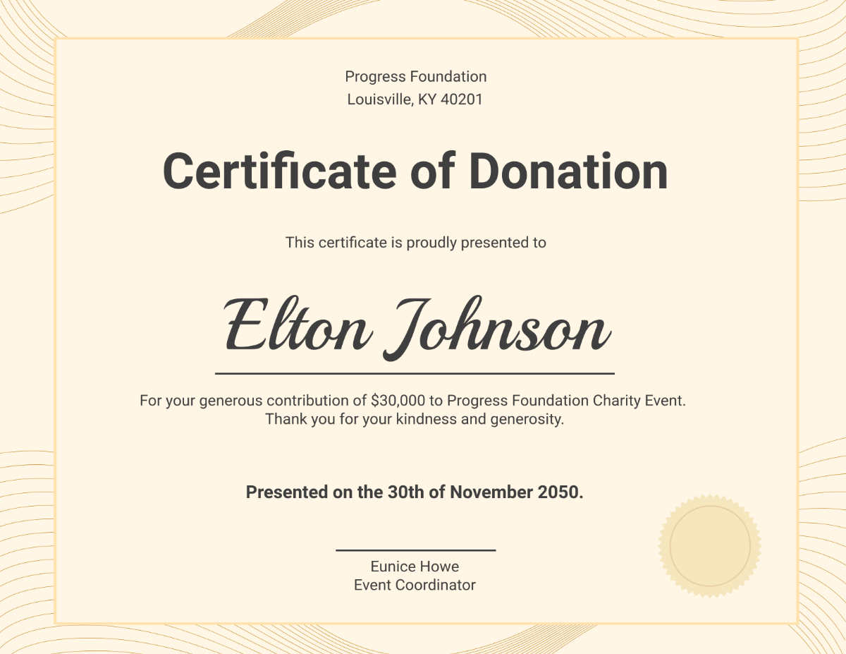 Donation Certificate for Charity Event Template - Edit Online & Download