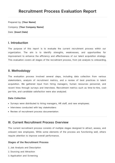 Free Recruitment Process Evaluation Report Template to Edit Online