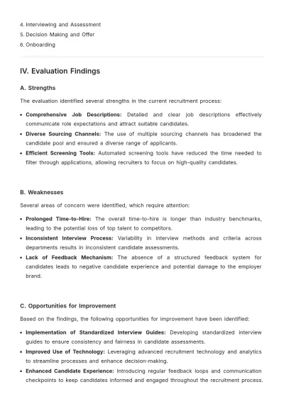 Free Recruitment Process Evaluation Report Template to Edit Online