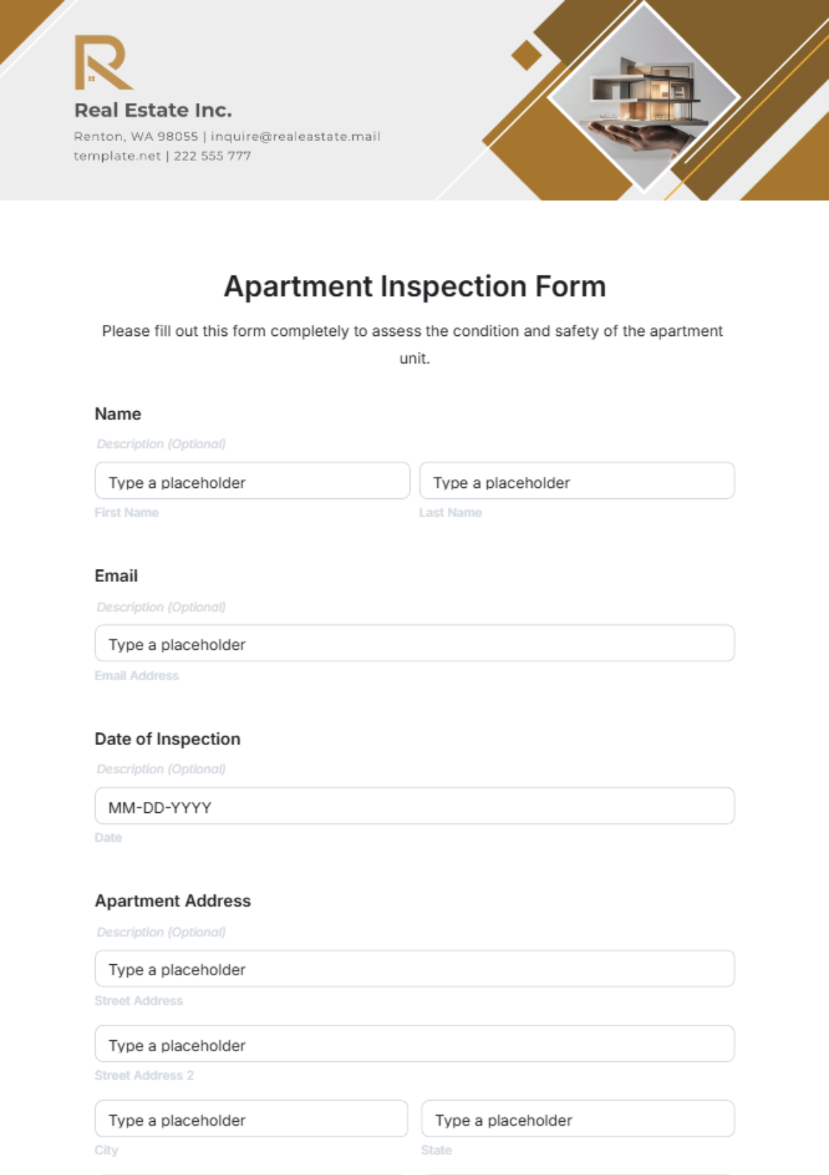 Apartment Inspection Form Template - Edit Online & Download