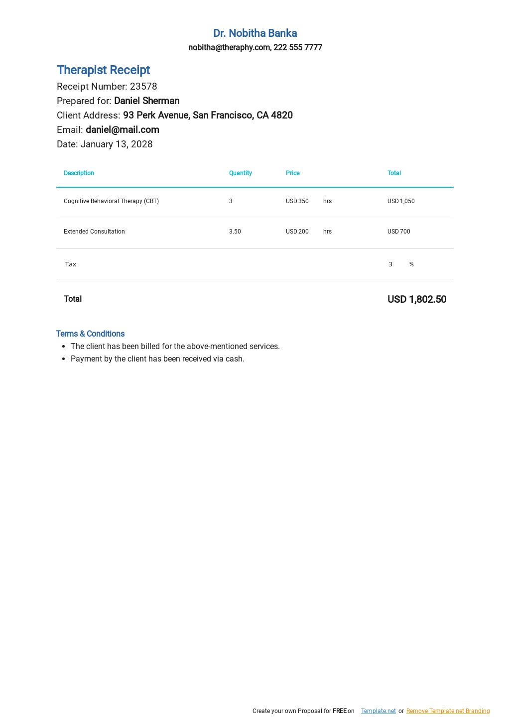 Browse Our Sample Of Psychotherapy Receipt Template Invoice Template Images