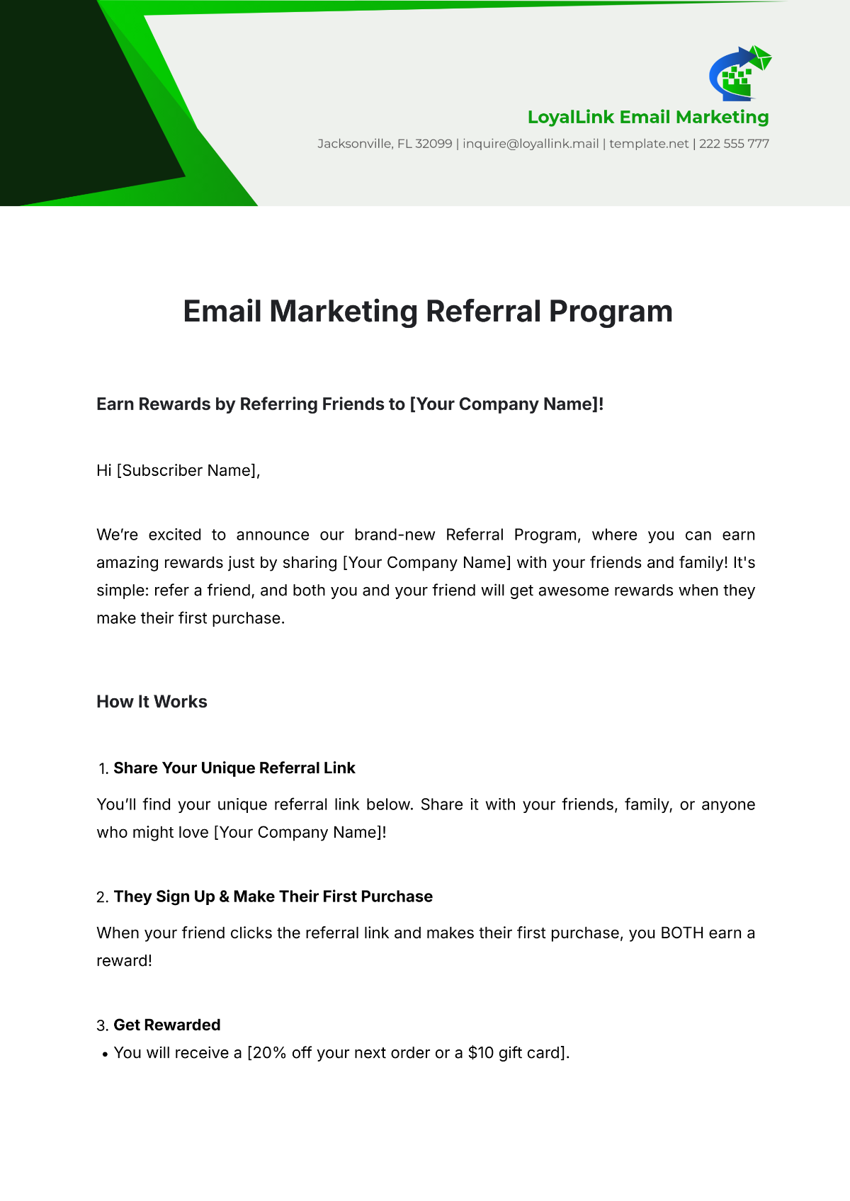 Email Marketing Referral Program Template - Edit Online & Download