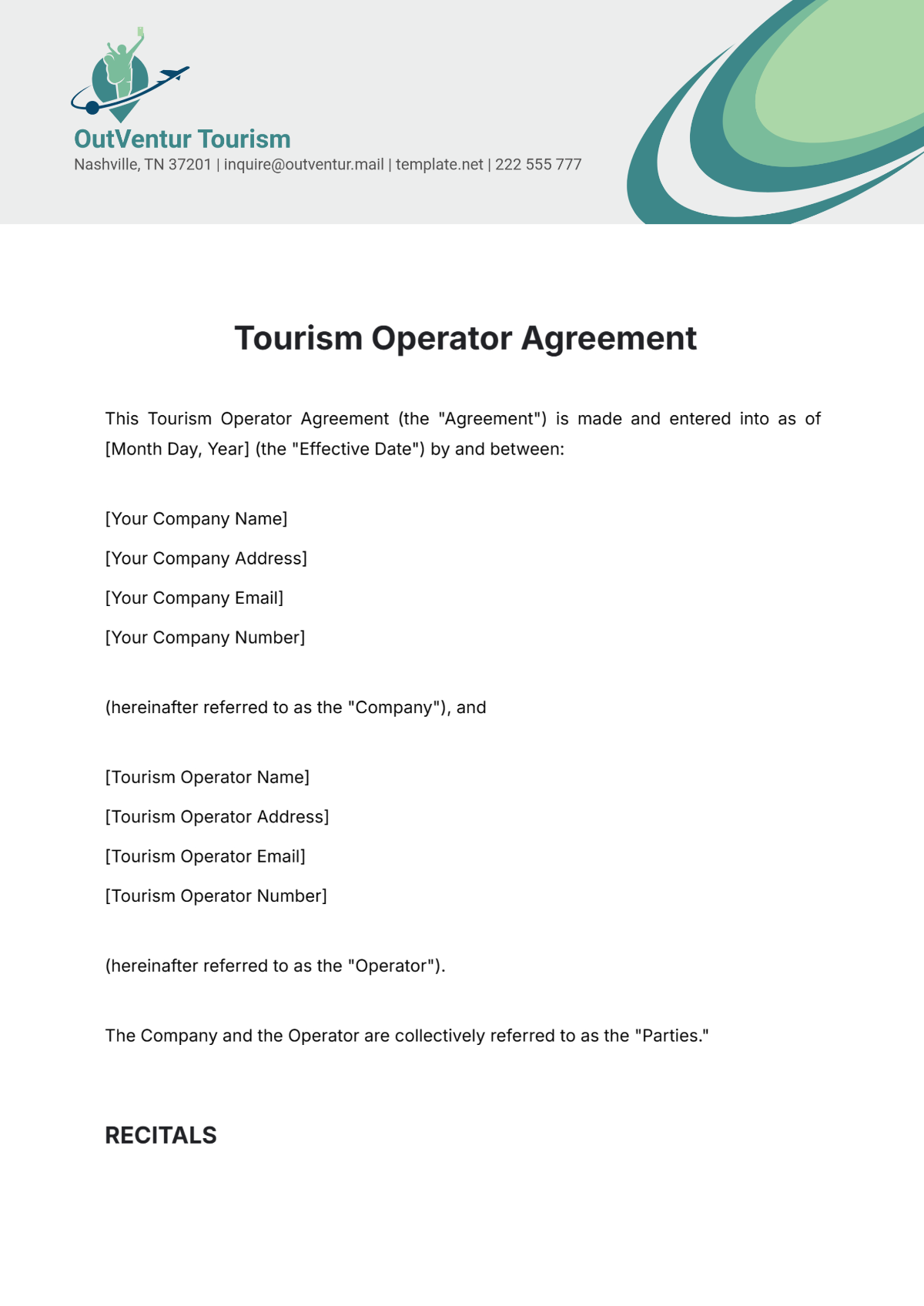 Tourism Operator Agreement Template - Edit Online & Download