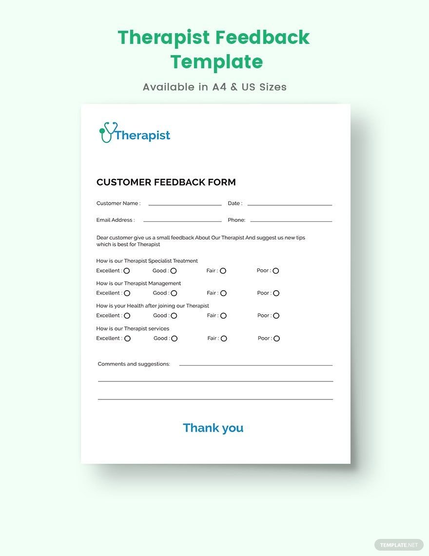 Therapist Feedback Form Template Download in Word, Google Docs